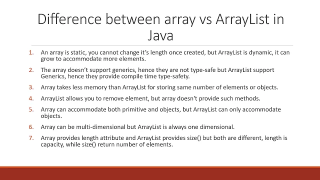 Difference between Array vs ArrayList in Java