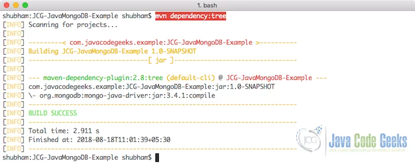 MongoDB Tutorial - Check Dependency Tree
