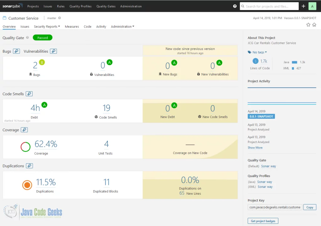 Continuous Integration and Continuous Delivery - Customer Service Code Quality Inspection