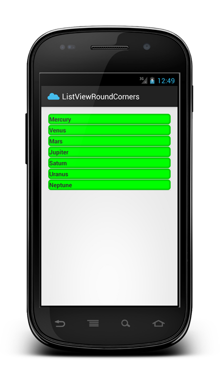 Android listview background row style: Rounded Corner, alternate color