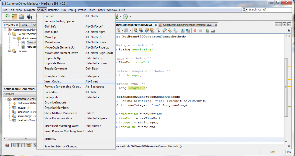 Three Common Methods Generated In Three Java Ides