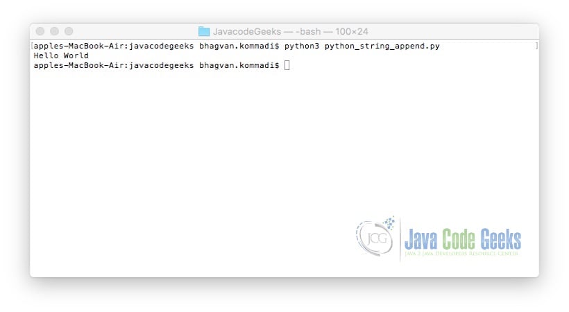 Python String Append Example Java Code Geeks