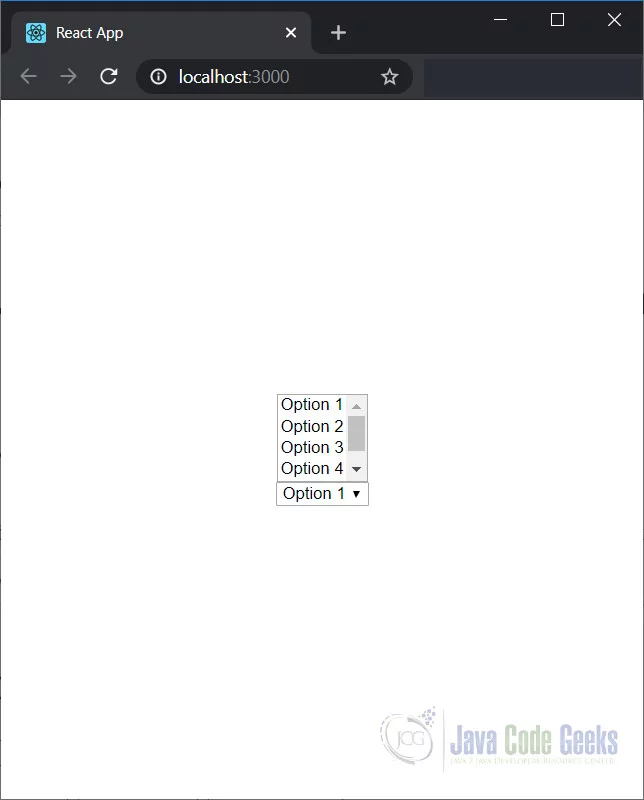 ReactJS Dropdown - Project Output