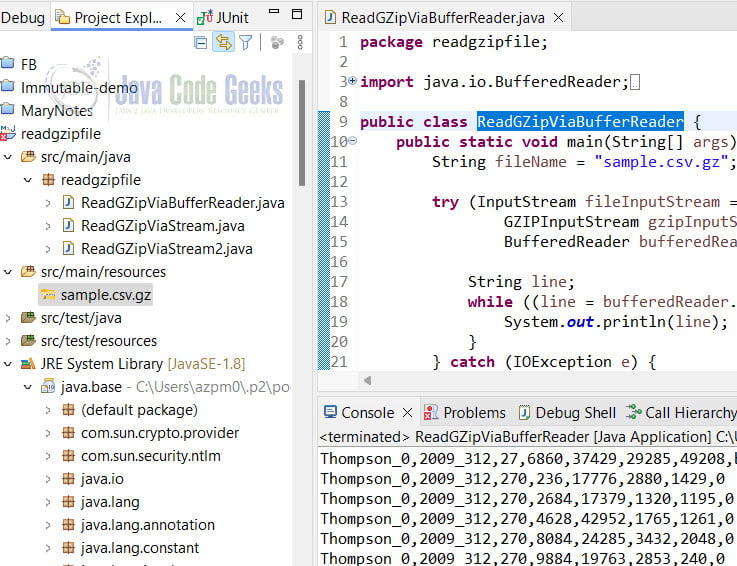 Read a .gz File via GZIPInputStream Java Code Geeks