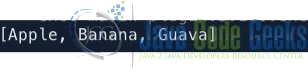 Fig 1: Output of the Java ArrayList example demonstrating handling null values using Streams.