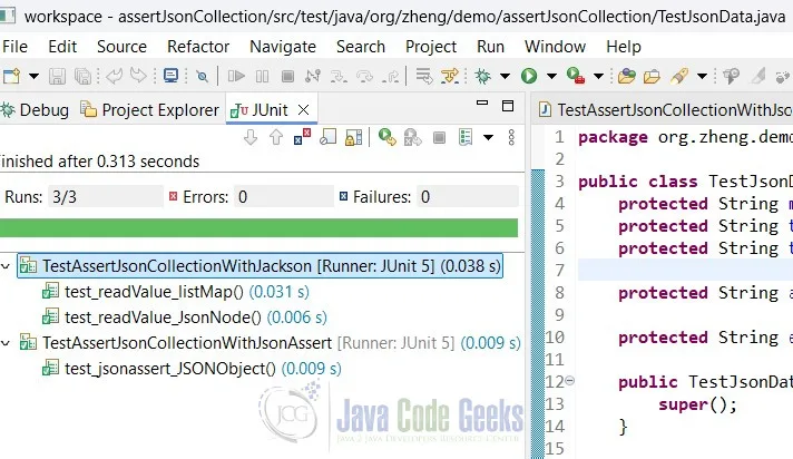 json array equality ignore order tests